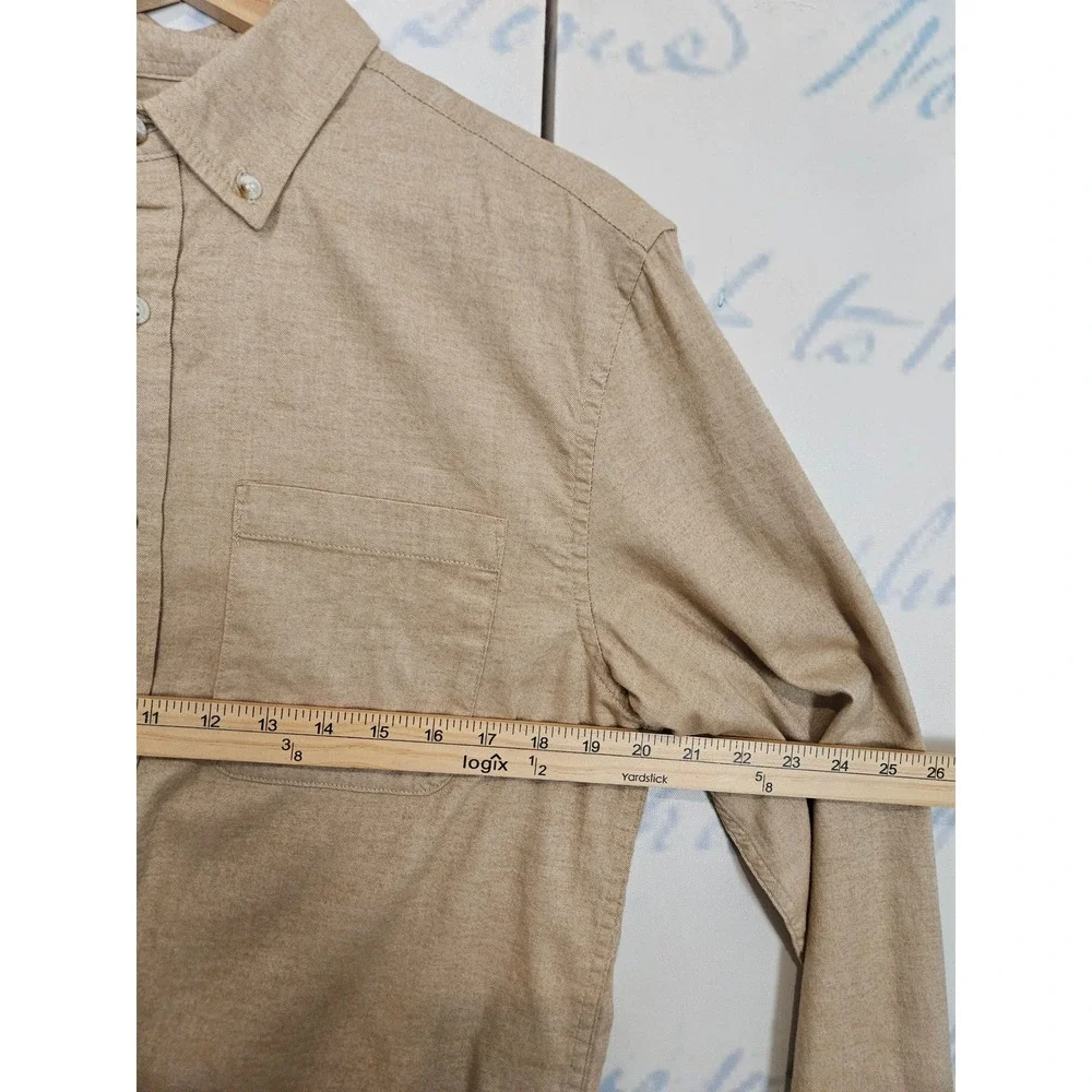 Banana Republic Button Down Shirt Medium Tan Slim Untucked Brushed Cotton